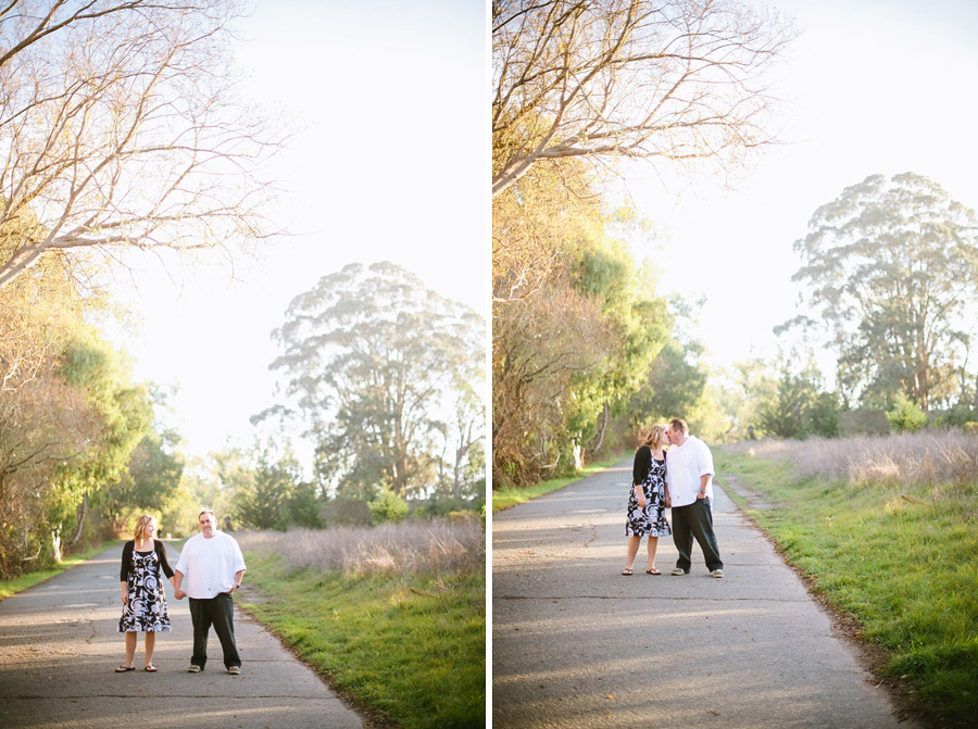 Couple on a walkway to the state park in Santa Cruz.