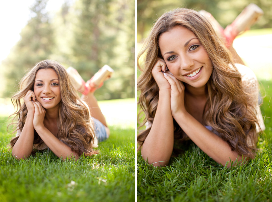 Kristina smiles as she lays on the lawn in Gilroy at a community park.