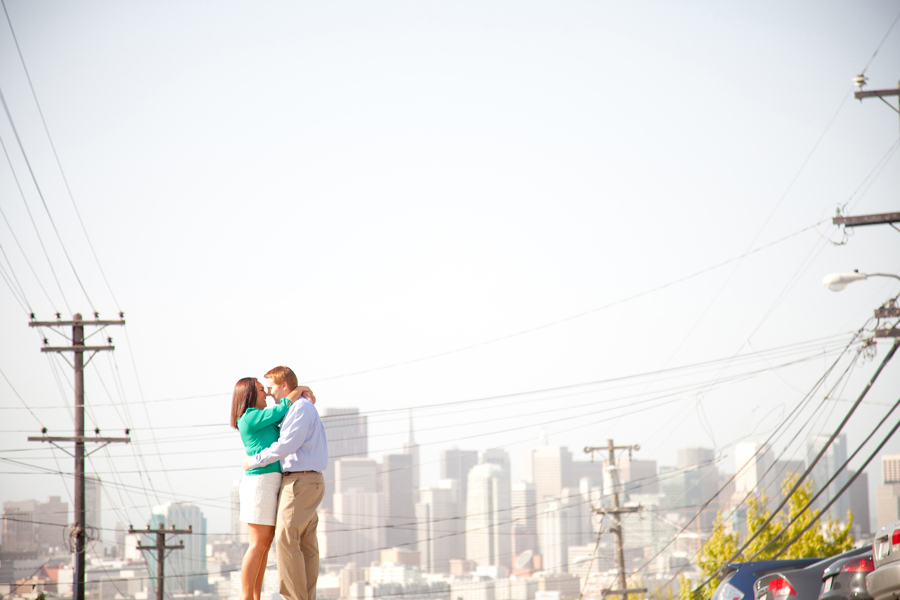 A San Francisco skyline view of the couple for their engagement.