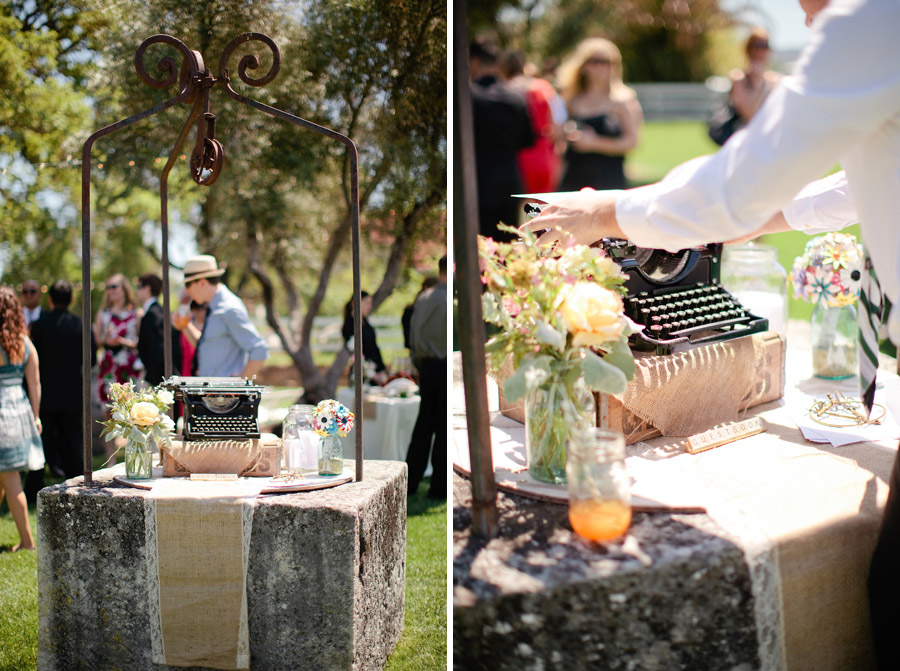 The typewriter guestbook before the wedding ceremony at Santa Margarita Ranch.