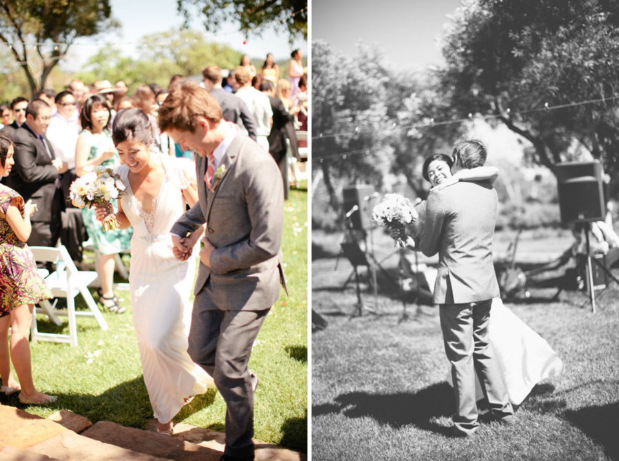 The couple is full of excitement after being married at Santa Margarita Ranch.