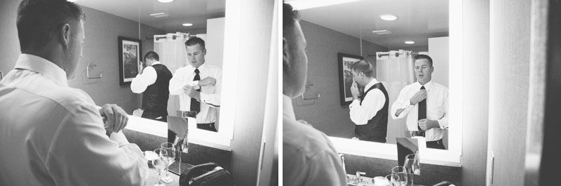 The groom gets ready for the wedding at the Hyatt in Incline Village.