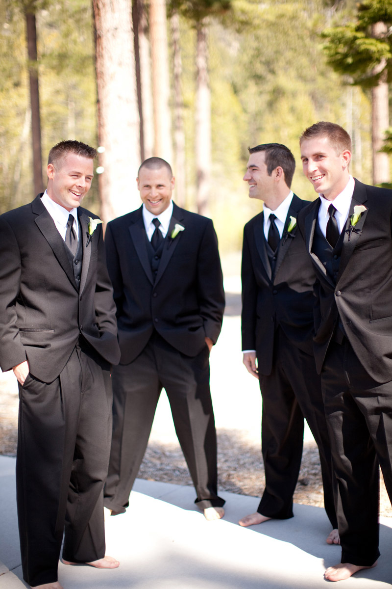 The men stand around before the wedding ceremony starts at Sand Harbor.