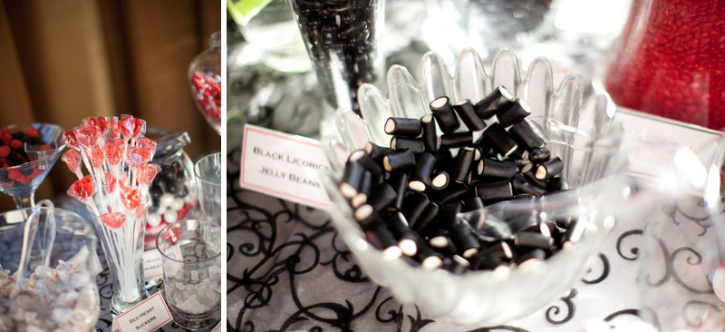 A candy bar at the wedding reception at the Chateau at Incline Village.