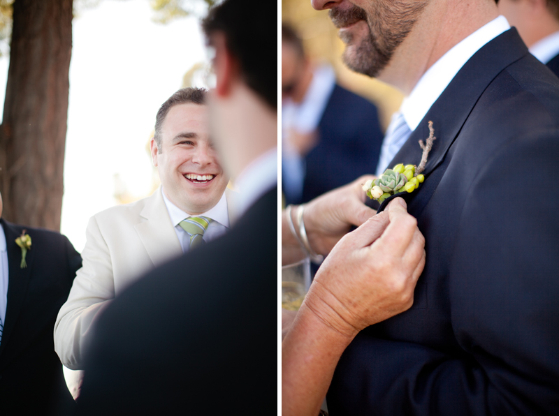 The groomsman put on their boutonnieres before the Big Sur wedding.